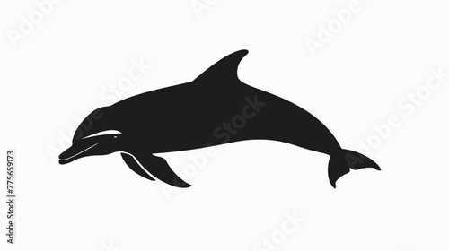 Silhouette of a dolphin is swimming flat vector isolated