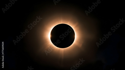 Dramatic astronomical phenomenon: a complete solar eclipse, with the moon totally covering the sun