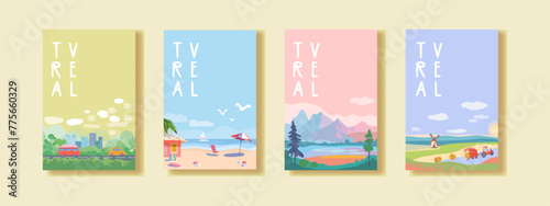 Billede på lærred Set of summer travel and vacation posters