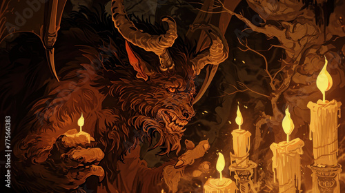 Candlelight shaped like a mythical beast