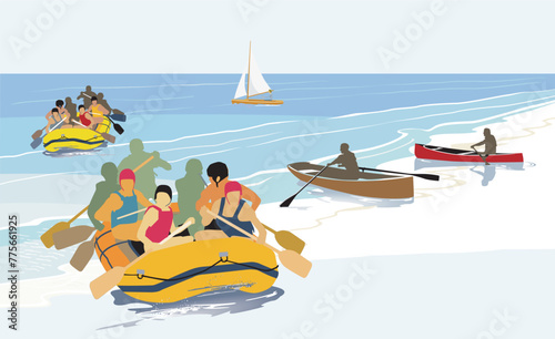 Wassersport im Sommer in der Freizeit, illustration