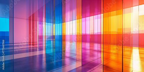 Modern glass facade in vivid colors
