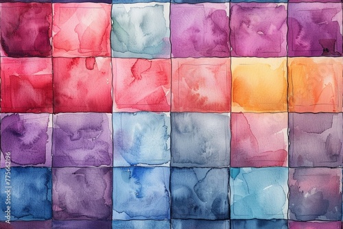 Gently fading watercolor squares, arranged in a seamless pattern