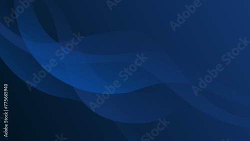Blue transparent waves on navy background. Wavy banner