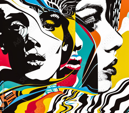 Vibrant retro pop art woman portrait