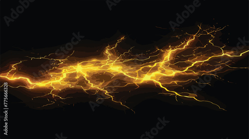Isolated yellow electrical lightning strike 