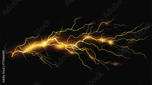 Isolated yellow electrical lightning strike 