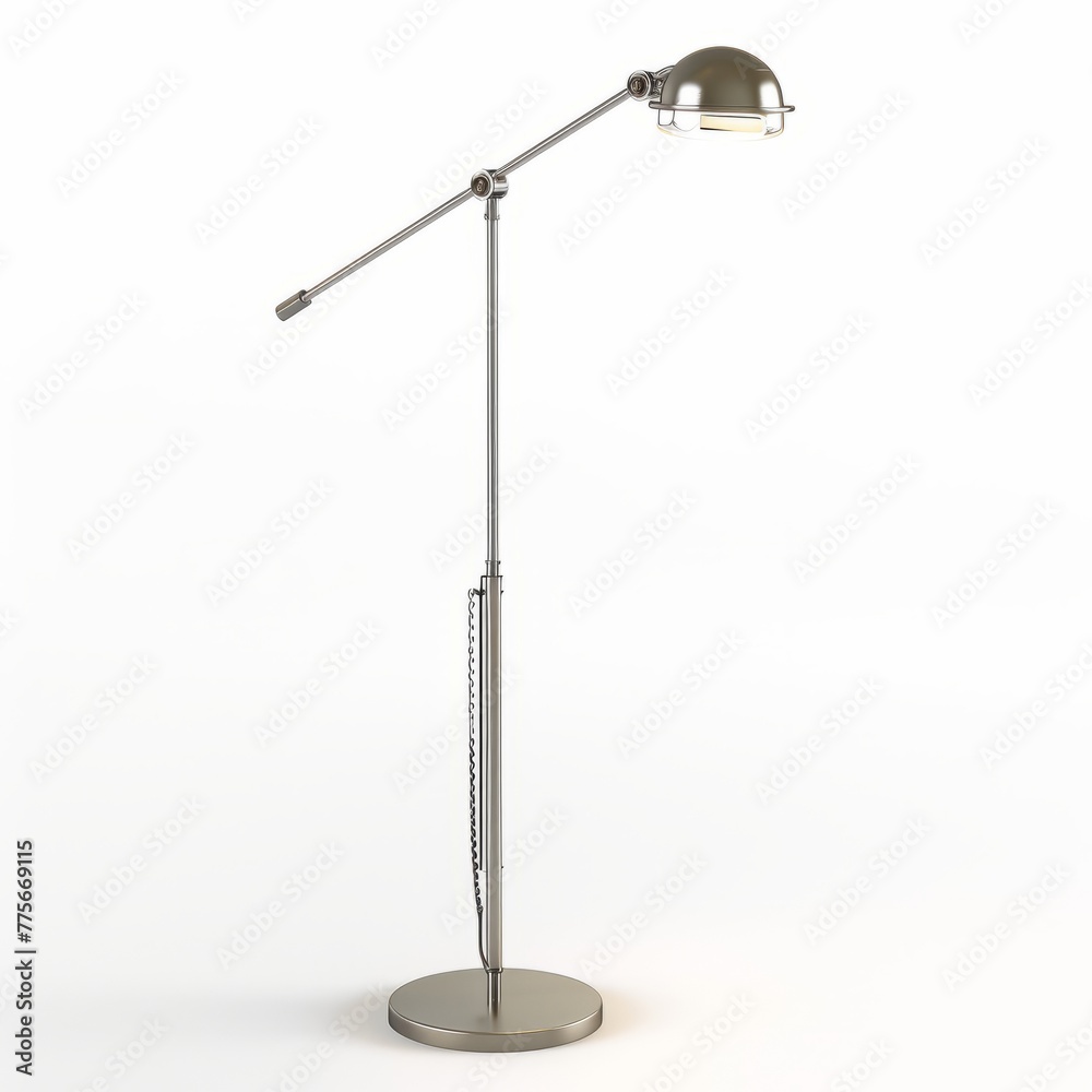 3D Render of a contemporary floor lamp with a metal frame and a woven rattan shade, on isolated white background, Generative AI 3D Render of a contemporary floor lamp with a metal frame and a woven rattan shade, on isolated white background, Generative AI