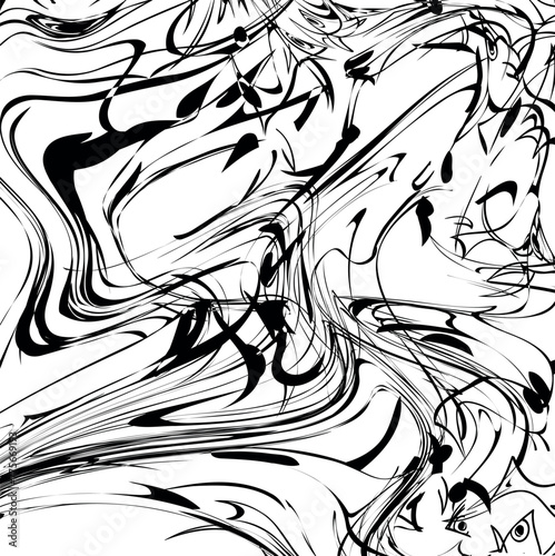Abstract art with wet distorted ink or paints