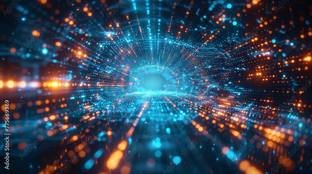 Data Center Server room. Futuristic network technology background Data Center Server room. Futuristic network technology background