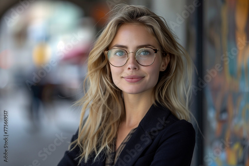 Portrait of a beautiful young Business woman wearing glasses