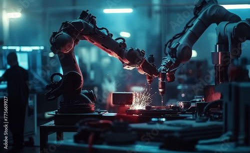 Precision in Motion: Engineer Supervising Robotic Welding