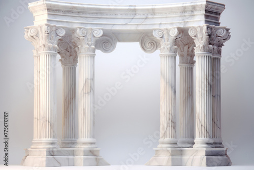 Softly lit marble archway with intricate Corinthian columns, ideal for themes of classic beauty and timeless design