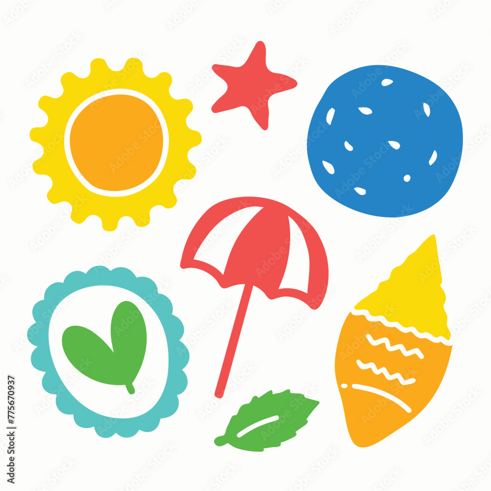 Summer Water colored Stamps design vector