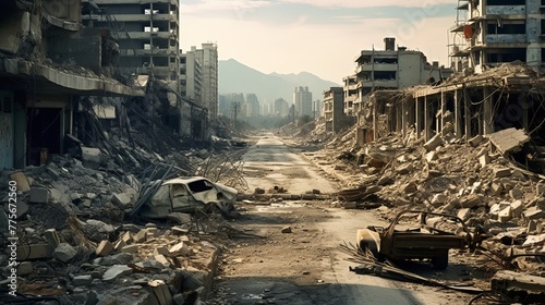 The ruins of cities destroyed after the war #775672560