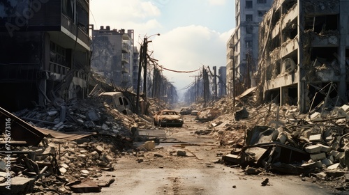 The ruins of cities destroyed after the war #775673116