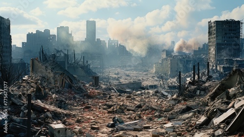 The ruins of cities destroyed after the war #775673377
