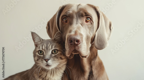 Close-up portrait of a dog with cat