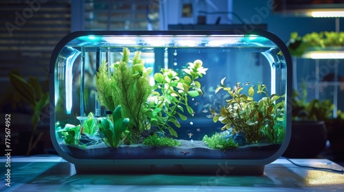 Lush Fish Tank With Vibrant Plants and Clear Water
