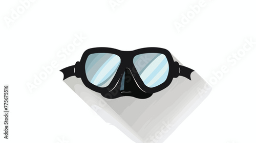 Mask and snorkel - black vector icon with shadow flat