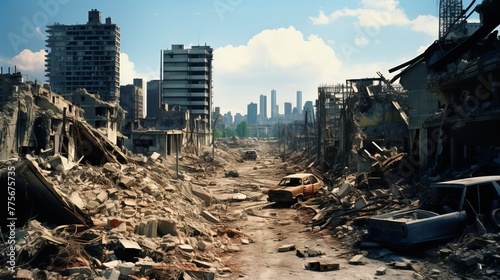 The ruins of cities destroyed after the war #775675735