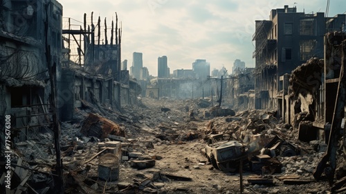 The ruins of cities destroyed after the war #775676308