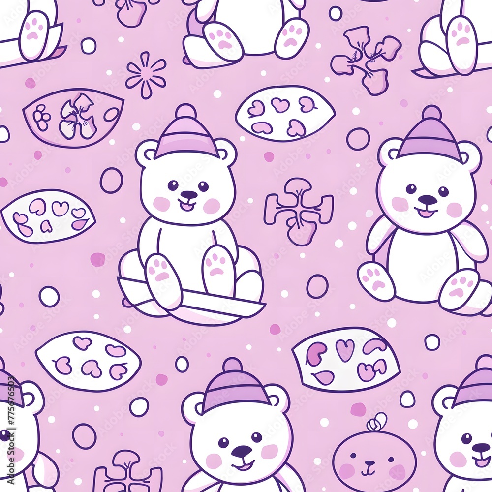 Fototapeta premium Cute cartoon bear pattern