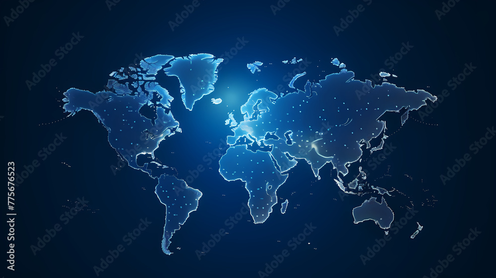 World map on abstract dark blue background