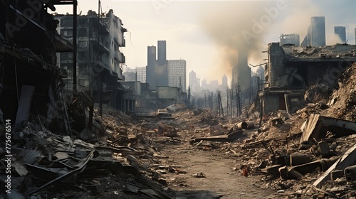The ruins of cities destroyed after the war #775676514