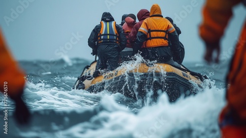 People in rescoe rubber boat © PaulShlykov