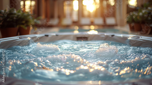 A bubbling hot tub by the pool that offers a posh and tranquil experience.