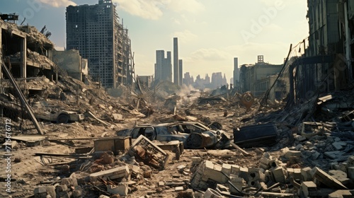 The ruins of cities destroyed after the war #775676712