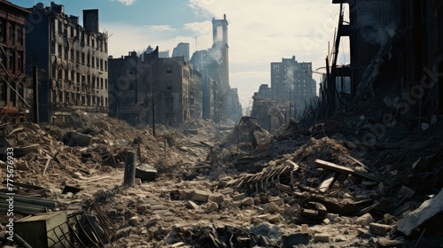 The ruins of cities destroyed after the war #775676933