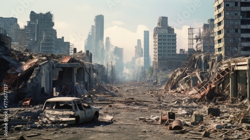 The ruins of cities destroyed after the war #775677137
