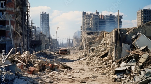 The ruins of cities destroyed after the war #775677563