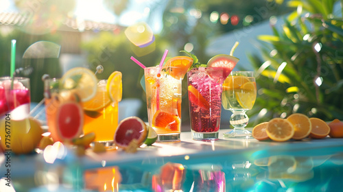 A colorful beverage by the pool that adds a celebratory vibe to activities by the water.