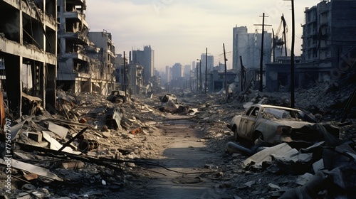 The ruins of cities destroyed after the war #775677907