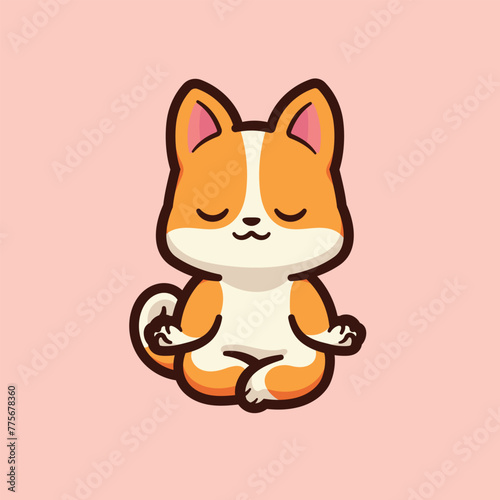 cute cartoon vector illustration design of yoga dog