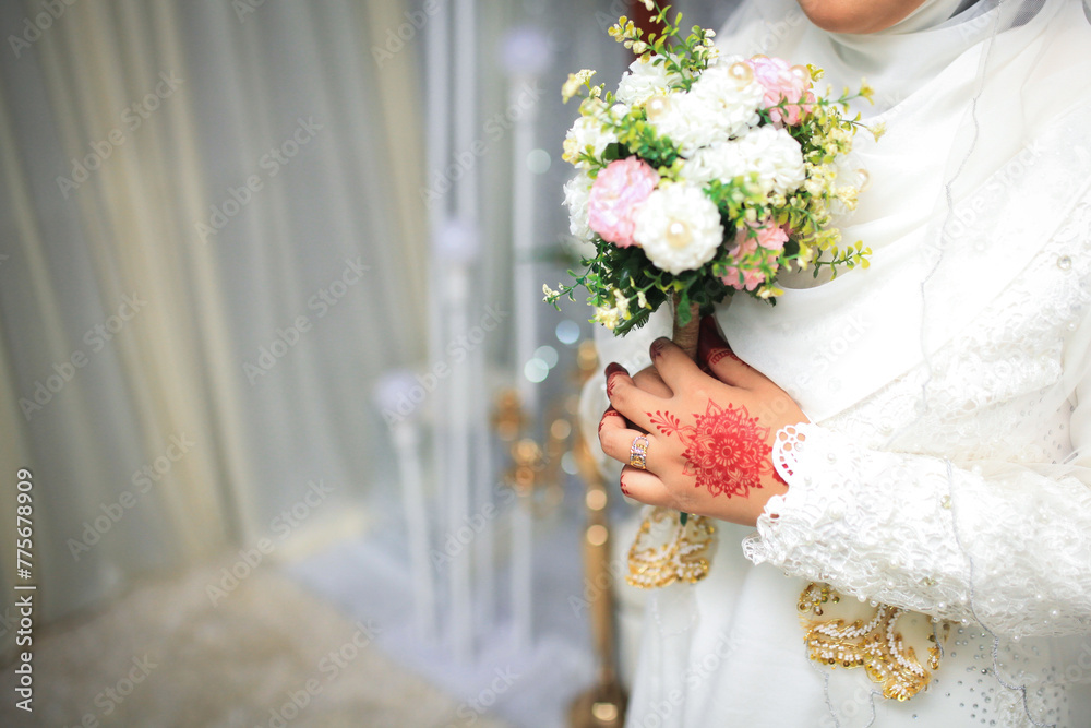 Beautiful wedding bouquet in hands of the bride. Trendy and modern wedding flowers. Beautiful wedding bouquet in hands of the bride. Trendy and modern wedding flowers.