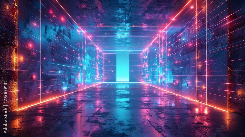 Data Center Server room. Futuristic network technology background Data Center Server room. Futuristic network technology background