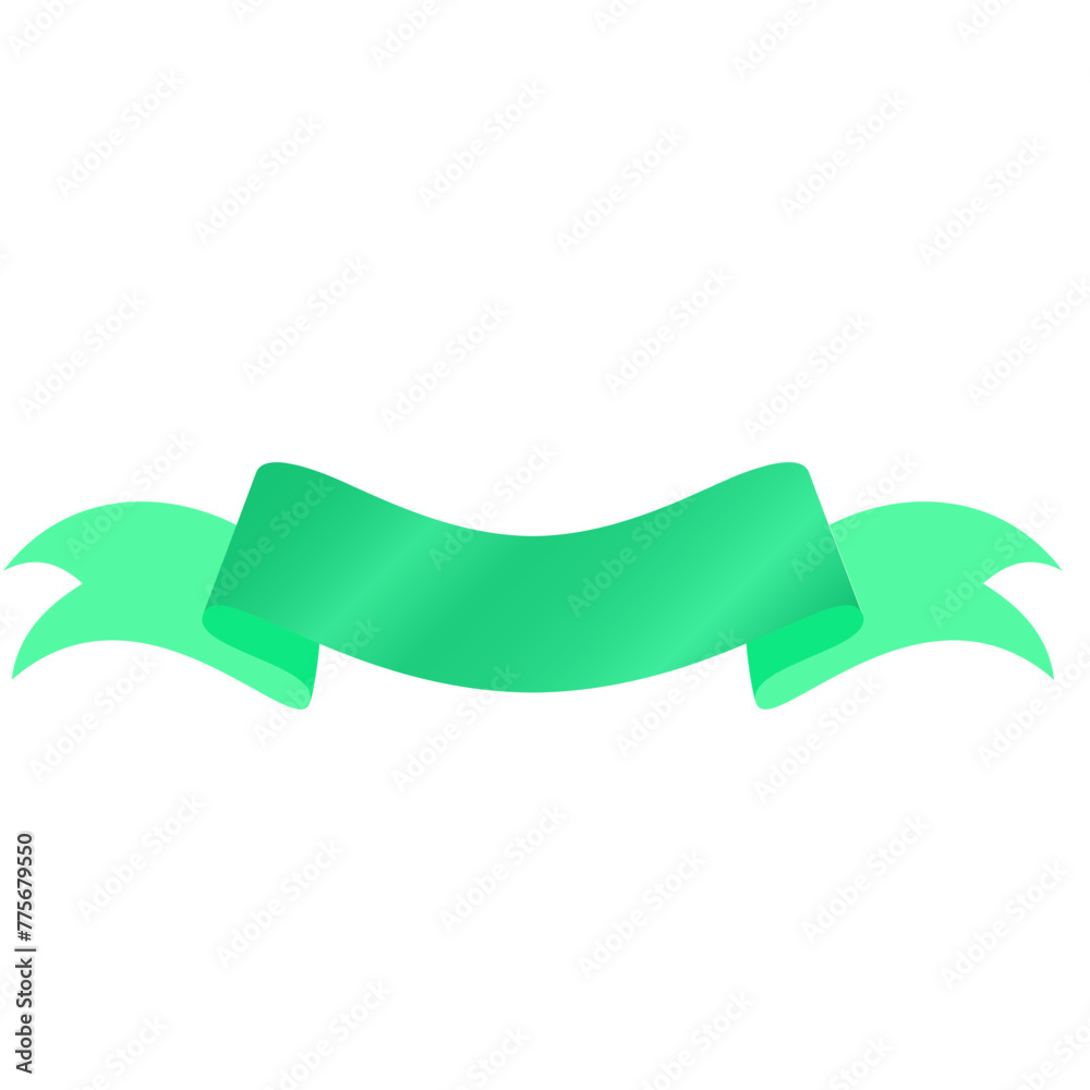Green ribbon banner label Green ribbon banner label