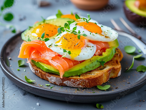 Gourmet Avocado Toast with Salmon and Egg