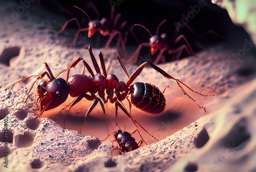 maroon aggressive ants walking through the cave © Muhammad Afzal