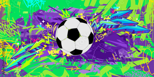 Trendy Abstract Hip Hop Urban Street Art Graffiti Style Soccer Or Football Illustration Background