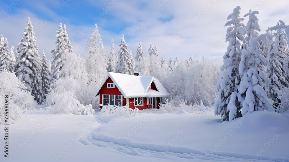 winter landscape with snow.