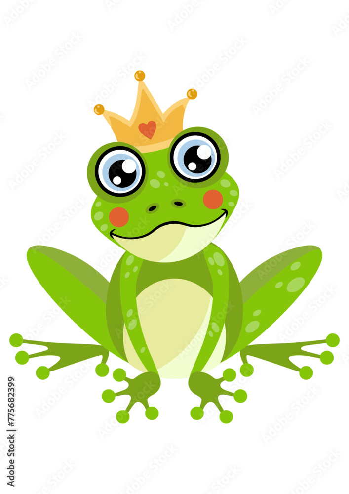 Cute king frog sitting with crown Cute king frog sitting with crown
