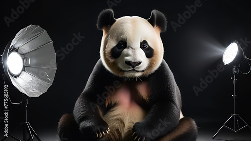 A panda bear with a Parabolic Deep Umbrella Softbox for Strobist Light Modifier Bowens Balcar Bowens Hensel Profoto Studio Flash

 photo