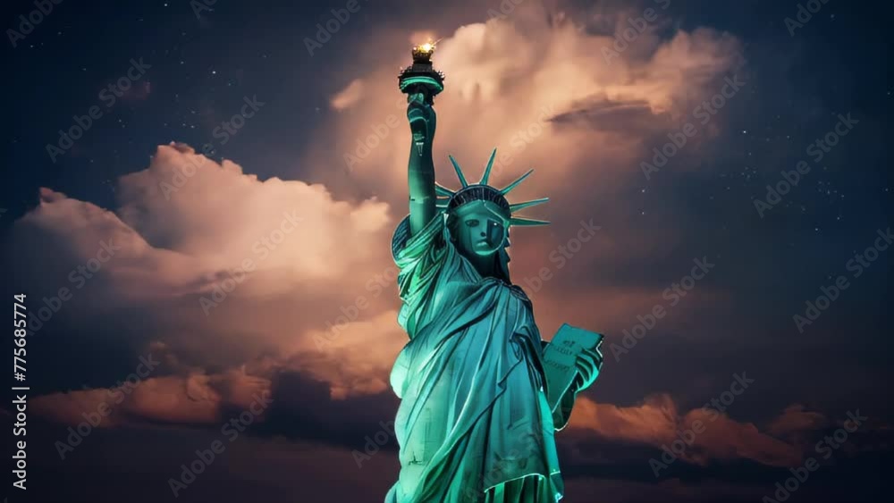 A colossal neoclassical sculpture symbolizing freedom, the Statue of Liberty stands on Liberty Island in New York Harbor A colossal neoclassical sculpture symbolizing freedom, the Statue of Liberty stands on Liberty Island in New York Harbor