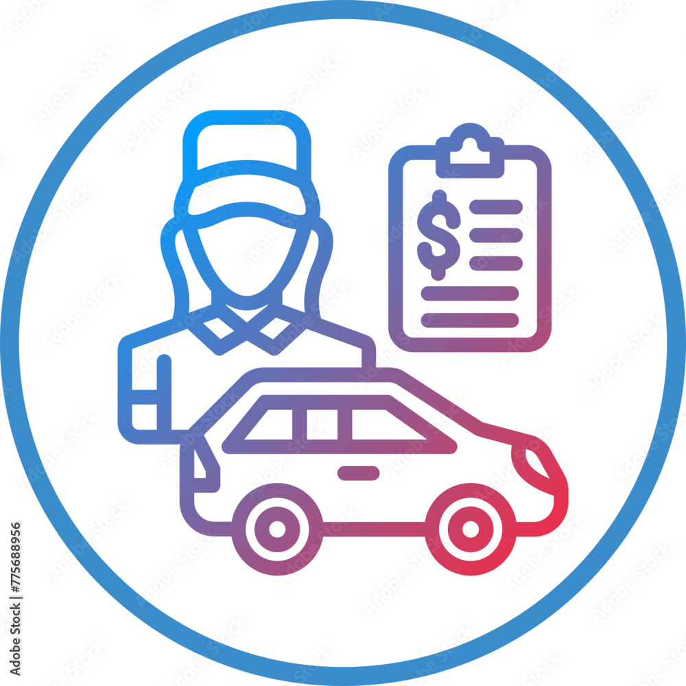 Vector Design Car Saleswoman Icon Style