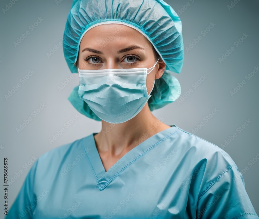 portrait of female doctor with mask portrait of female doctor with mask